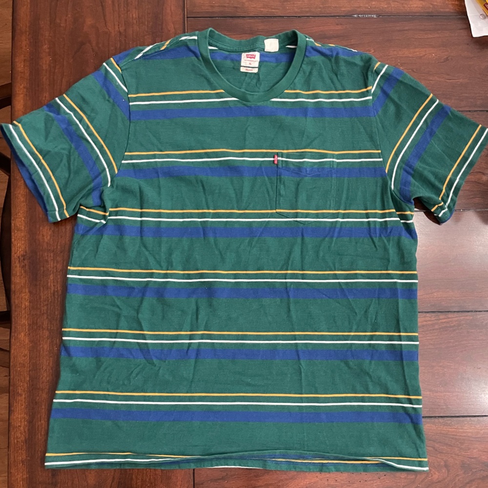 Levi's Green and Blue Striped Tee